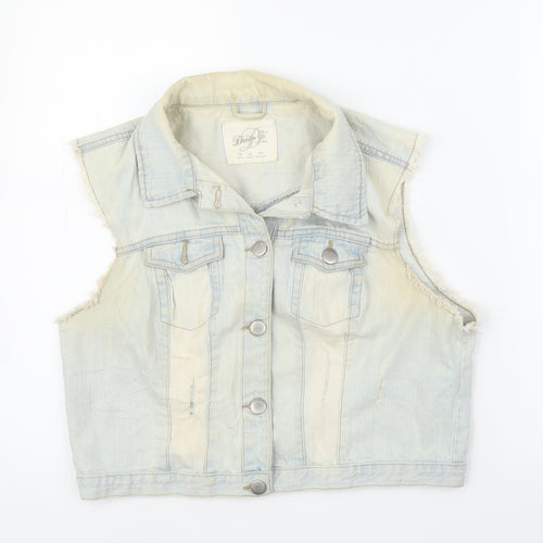 Primark Womens Blue  Denim Cardigan Jumper Size 14  - Denim Waistcoat
