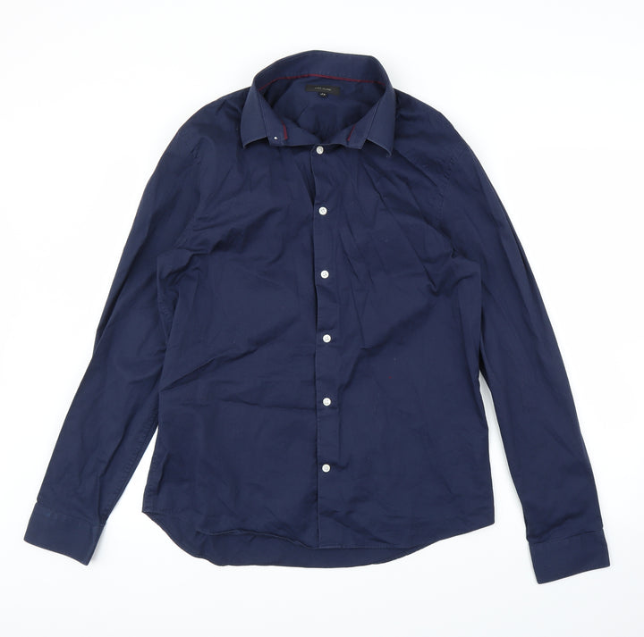River Island Mens Blue Button-Up Size L