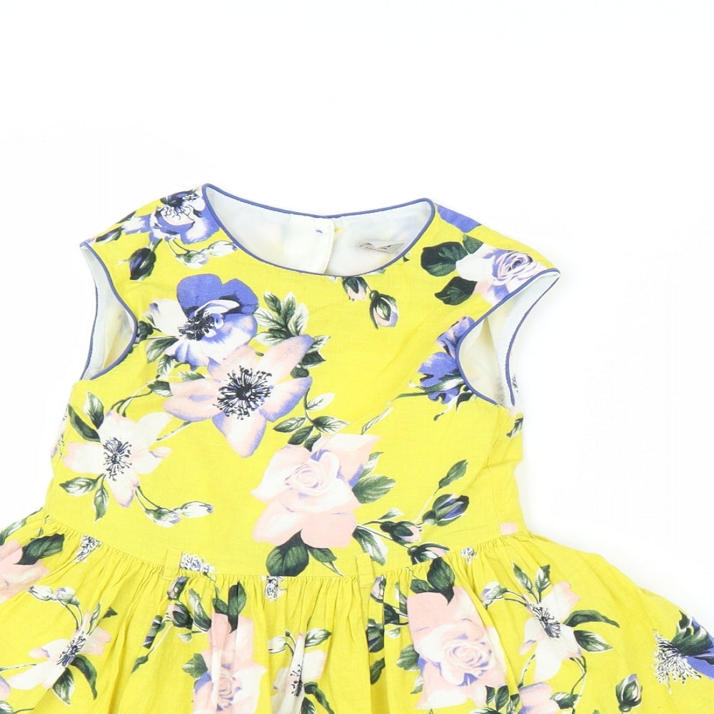 TU Girls Yellow Floral  A-Line  Size 3 Years