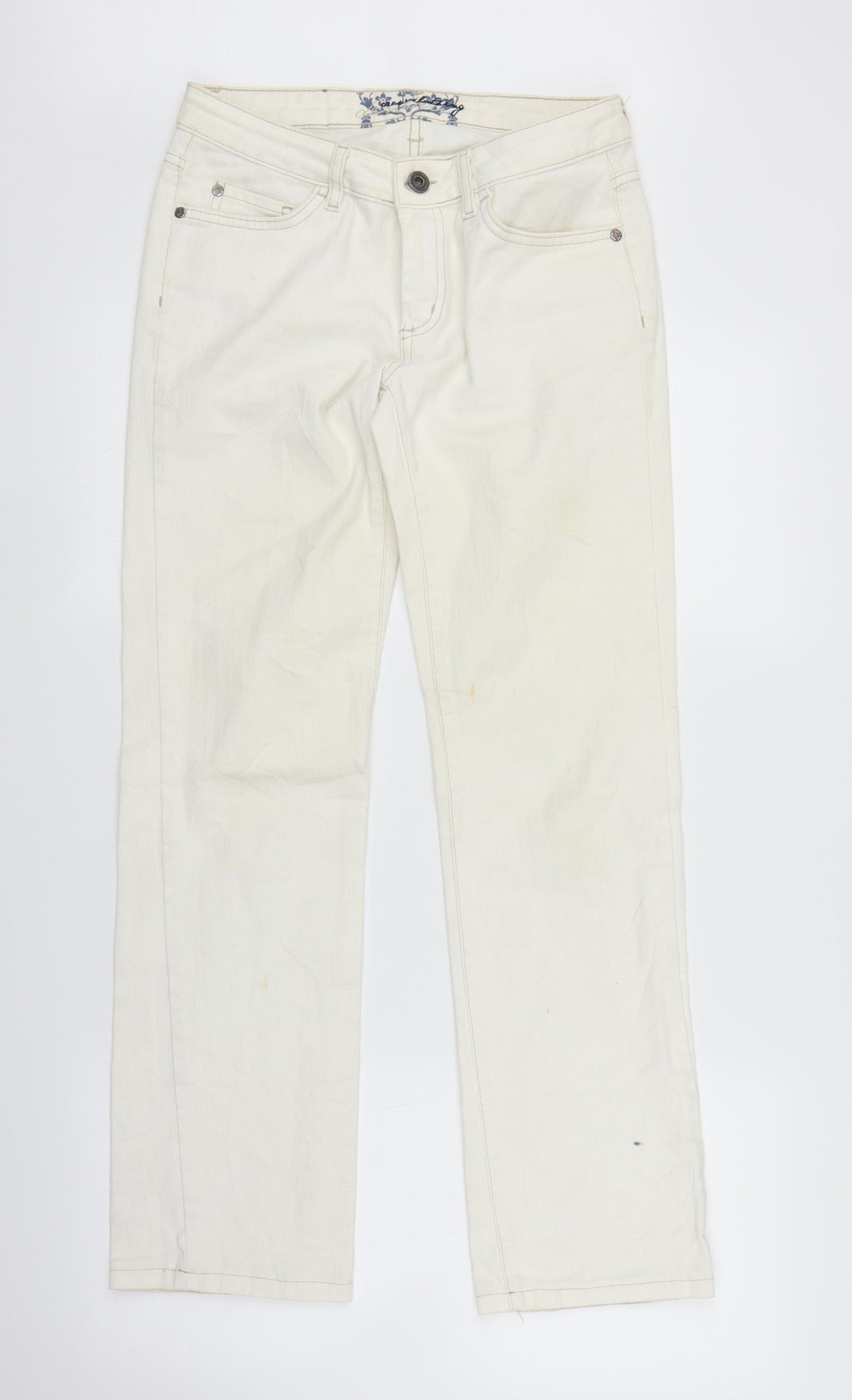 Crew Company Womens White  Denim Straight Jeans Size S L28 in