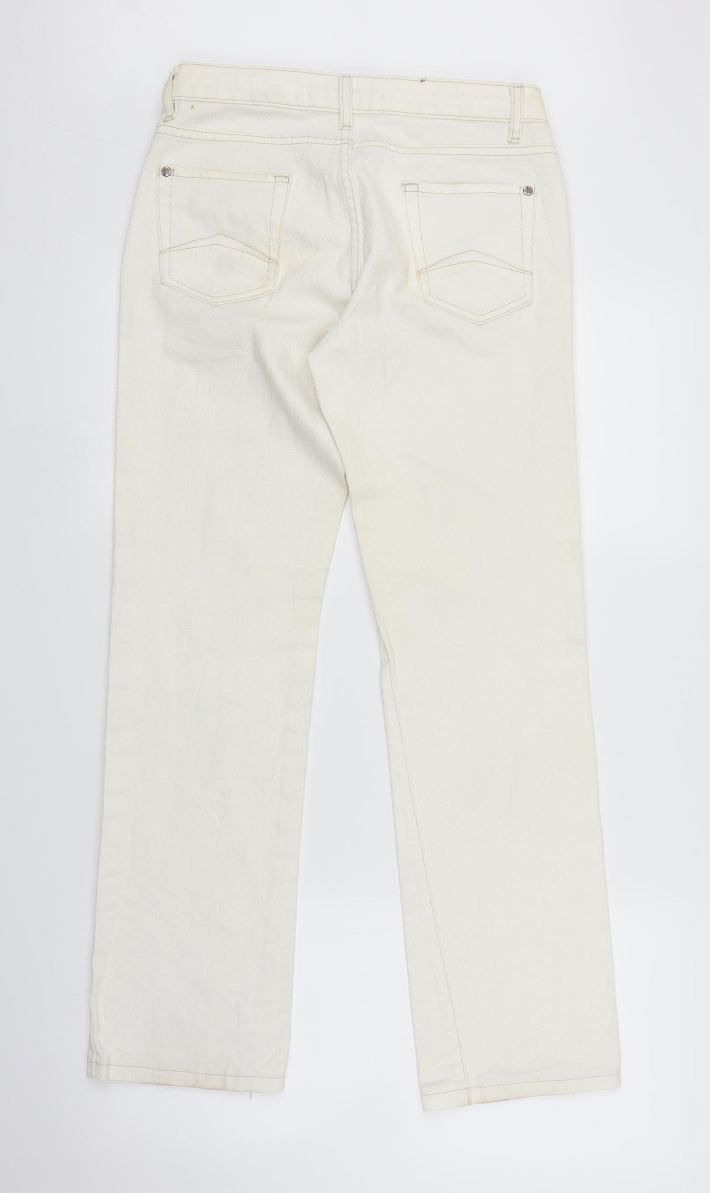 Crew Company Womens White  Denim Straight Jeans Size S L28 in