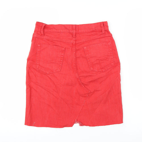 Per Una Womens Red  Denim A-Line Skirt Size 8