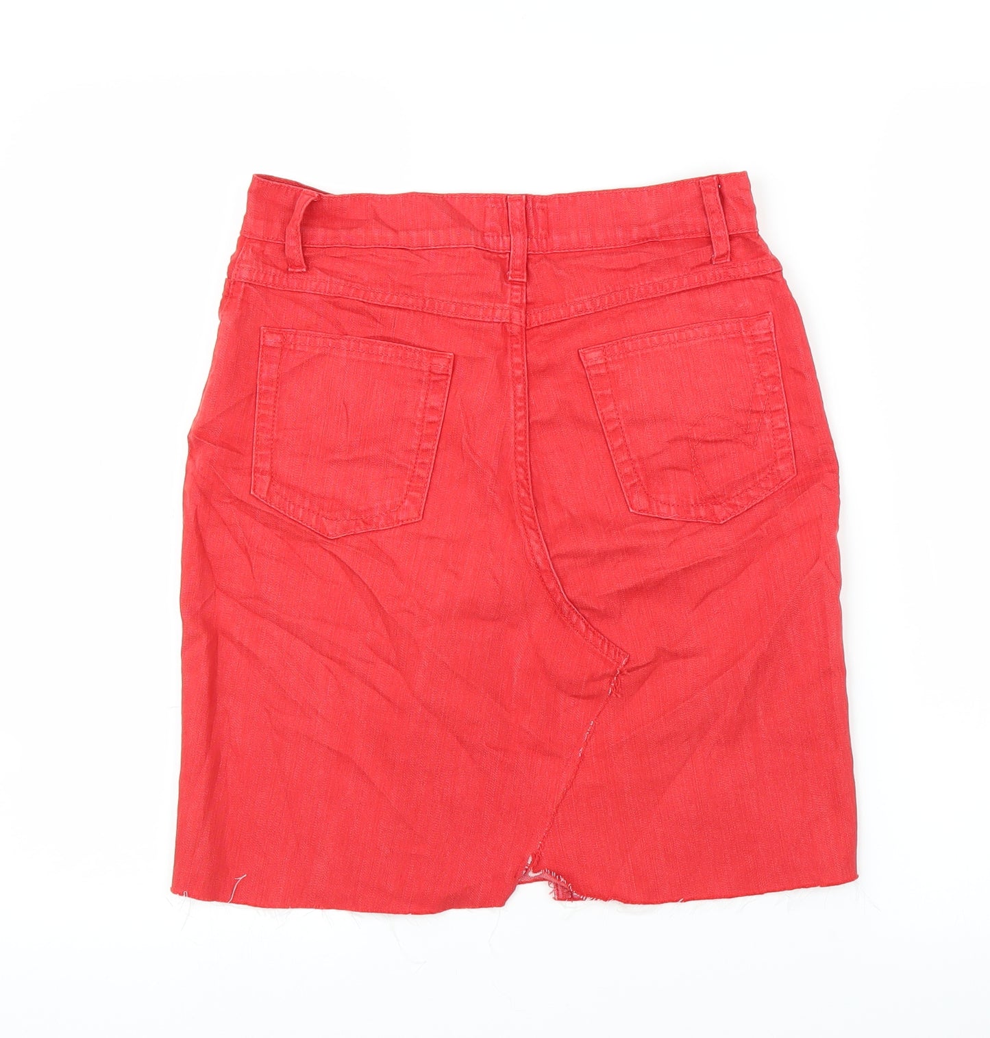 Per Una Womens Red  Denim A-Line Skirt Size 8