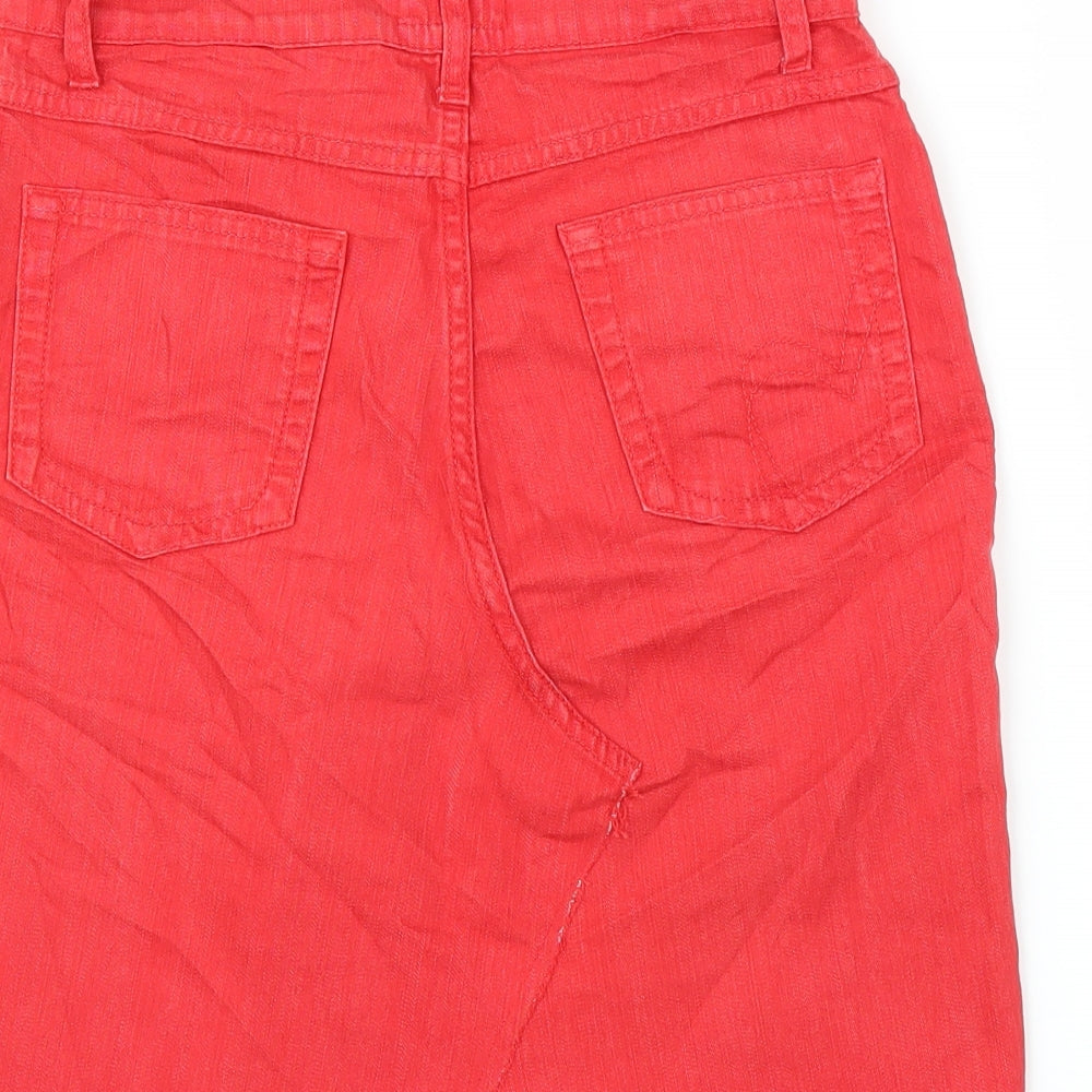 Per Una Womens Red  Denim A-Line Skirt Size 8