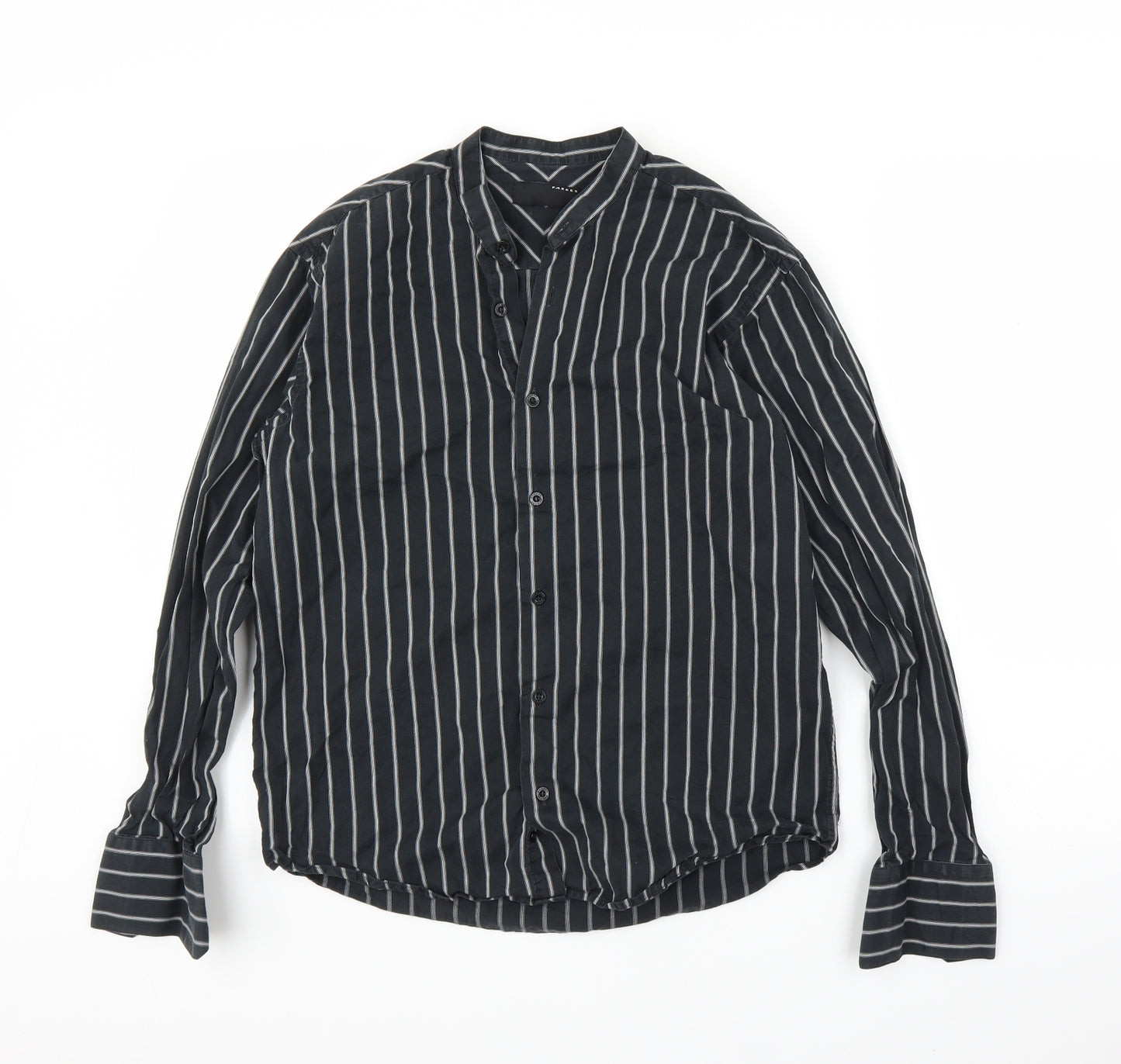 Parkes Mens Black Striped   Button-Up Size S