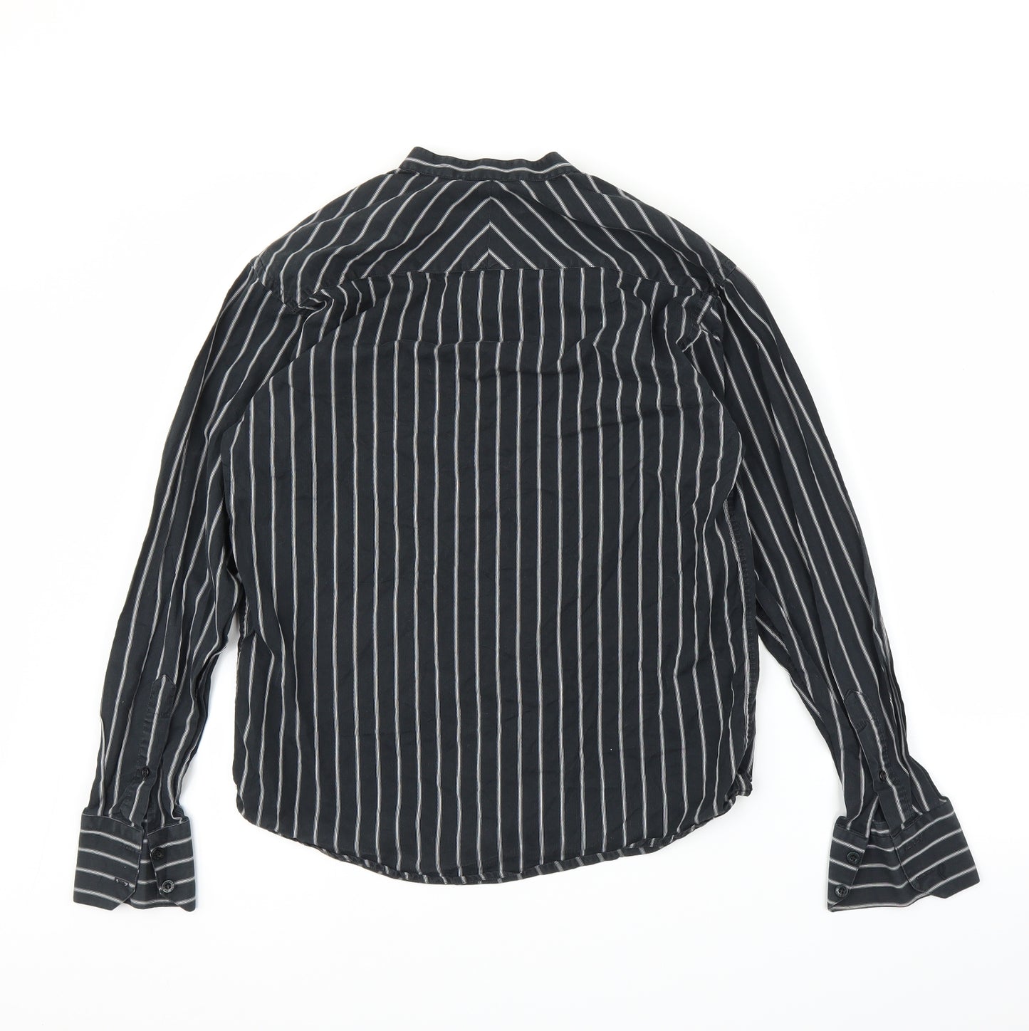 Parkes Mens Black Striped   Button-Up Size S