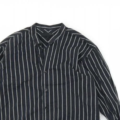 Parkes Mens Black Striped   Button-Up Size S