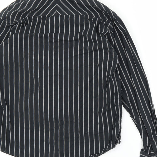 Parkes Mens Black Striped   Button-Up Size S