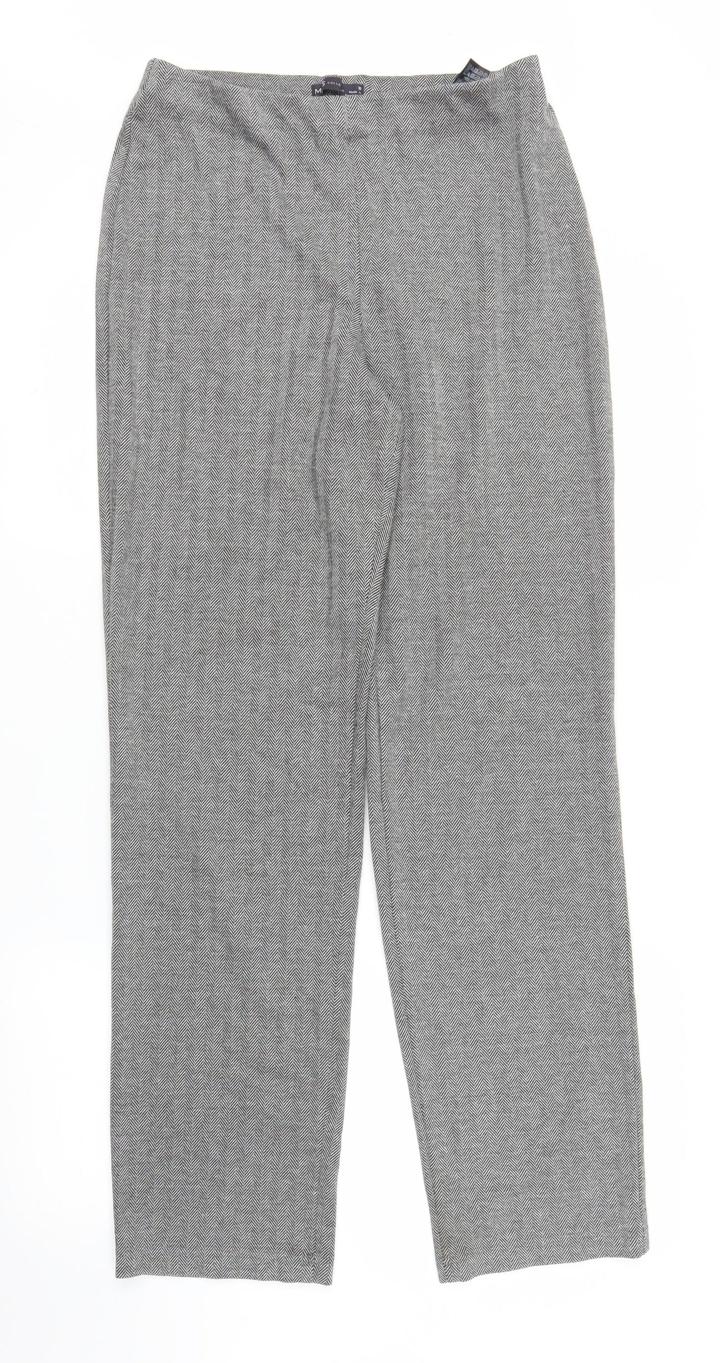 M&S Womens Grey Herringbone  Trousers  Size 10 L31 in