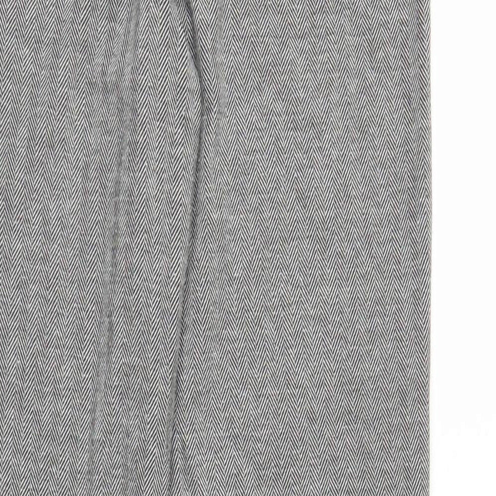 M&S Womens Grey Herringbone  Trousers  Size 10 L31 in