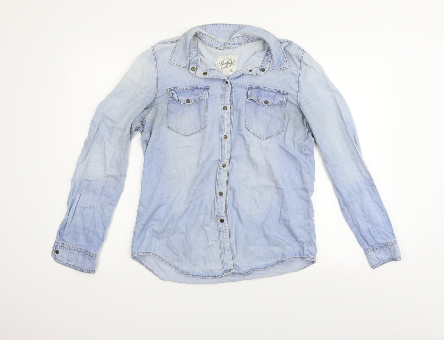 deniem & co Womens Blue   Basic Button-Up Size 14