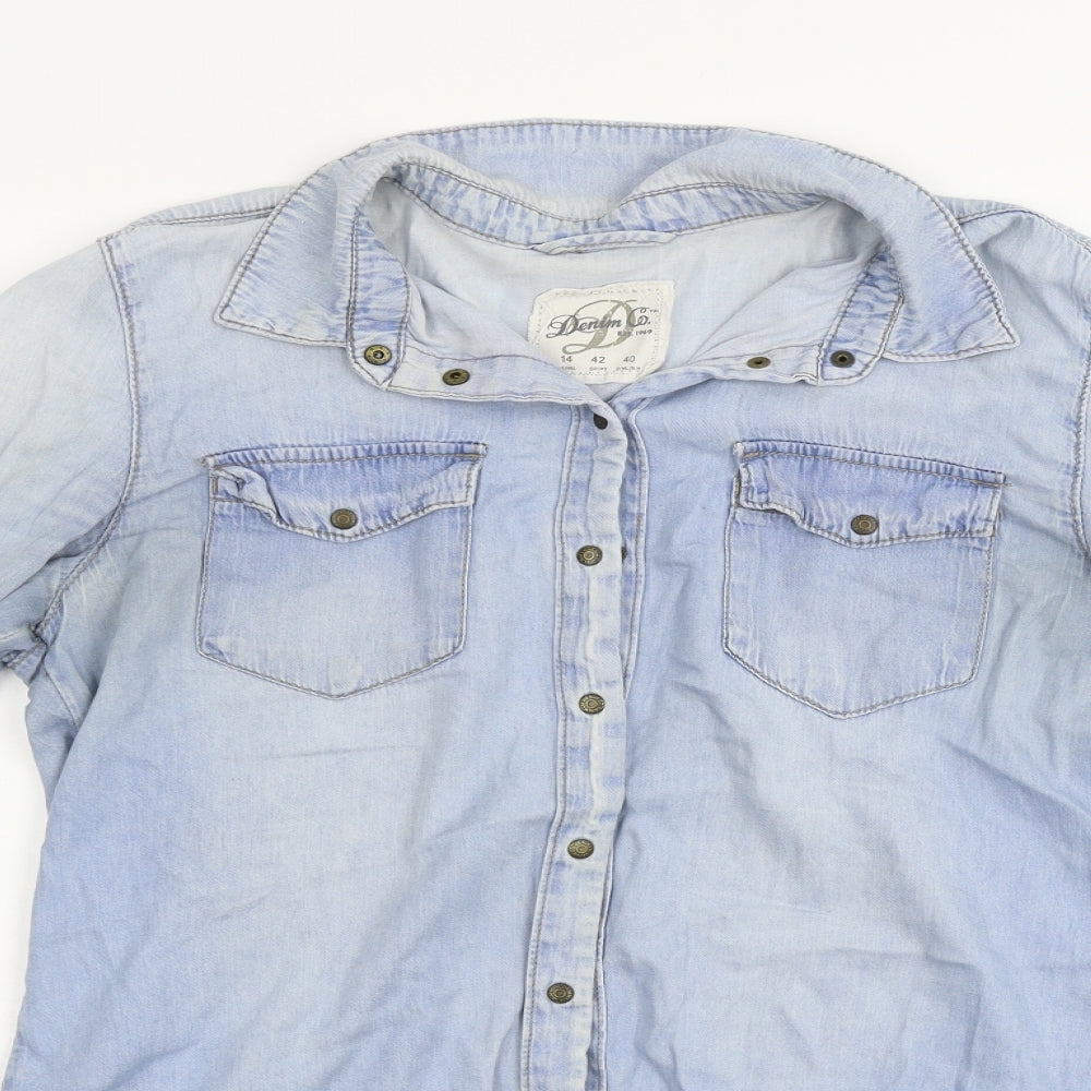 deniem & co Womens Blue   Basic Button-Up Size 14