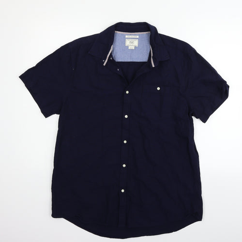 F&F Mens Blue Houndstooth   Button-Up Size L