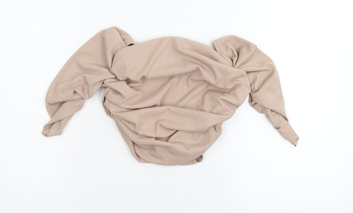 Boohoo Womens Beige   Basic Blouse Size 14
