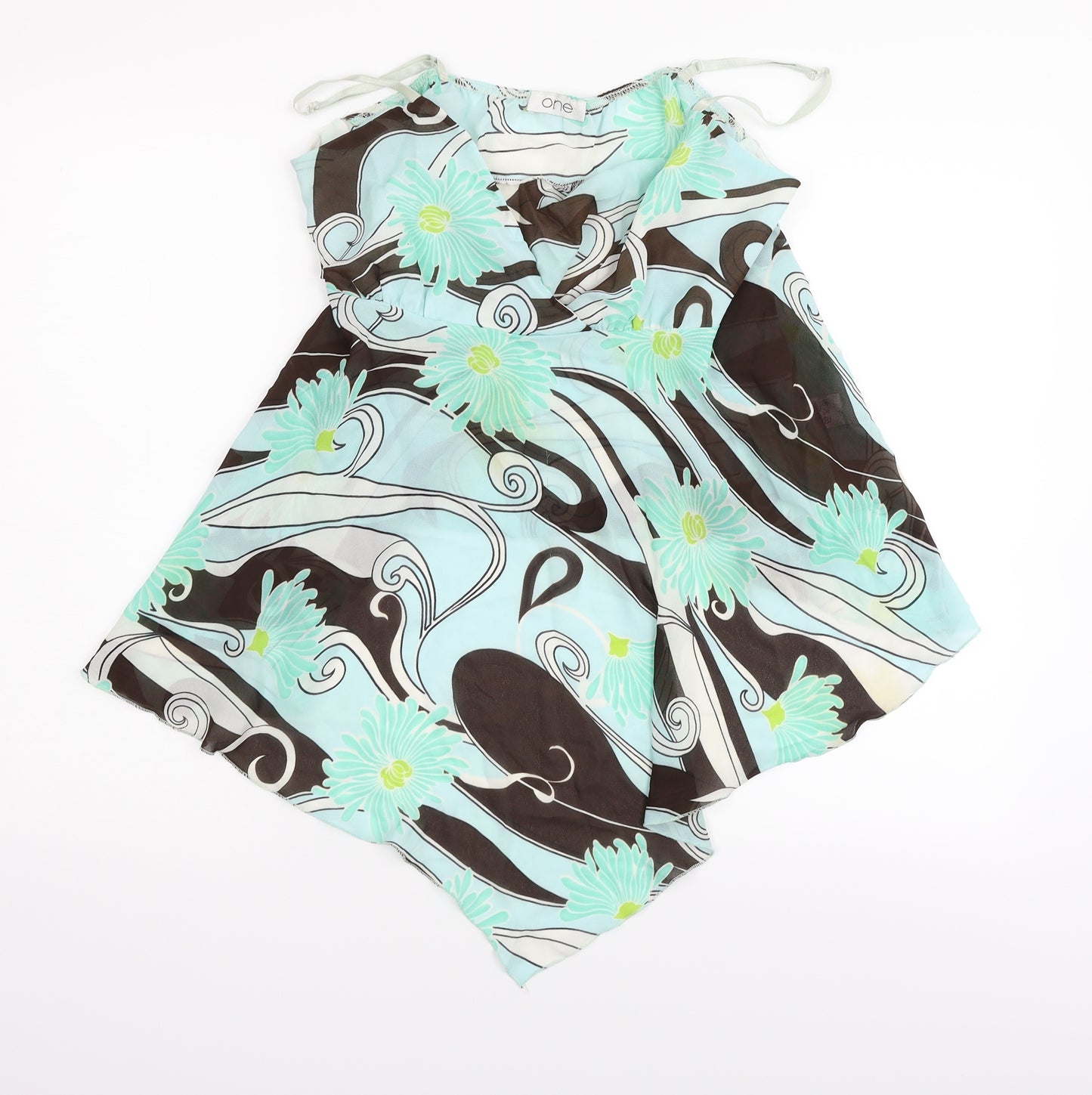 one Womens Green Floral  Basic Tank Size 18