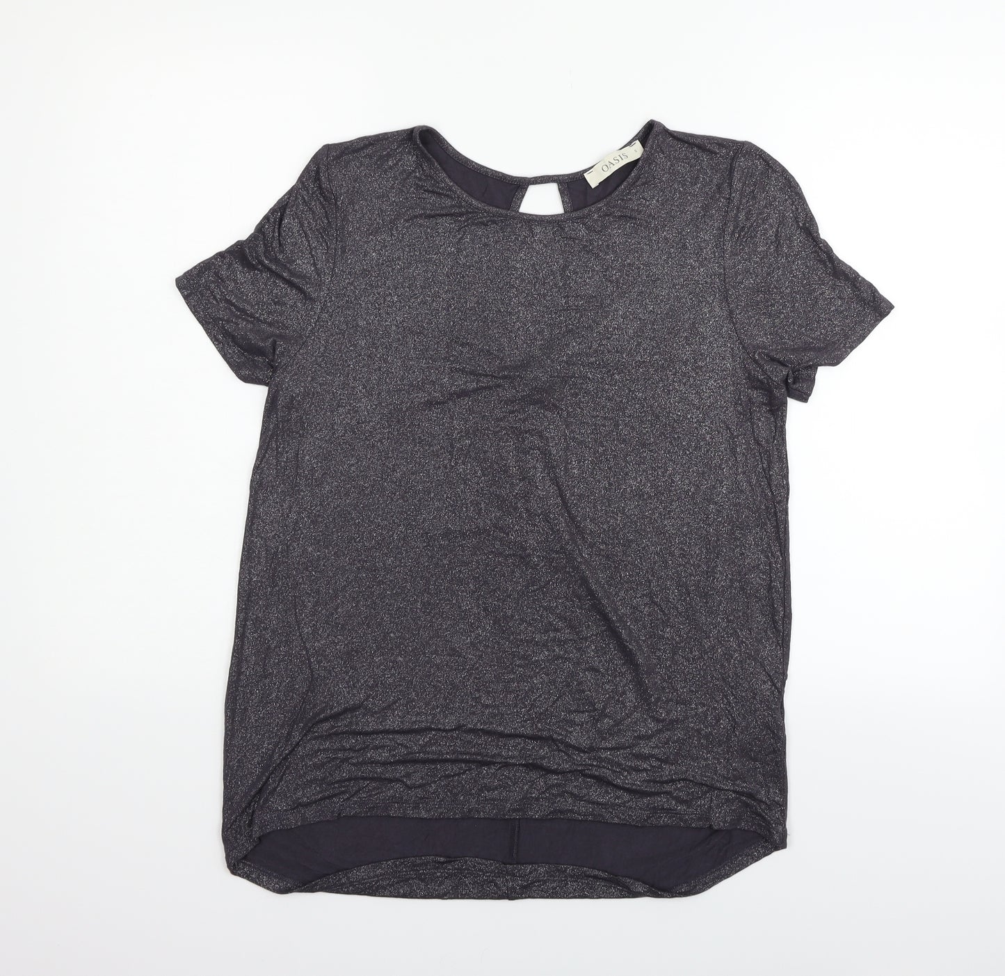 Oasis Womens Grey Houndstooth  Basic T-Shirt Size S