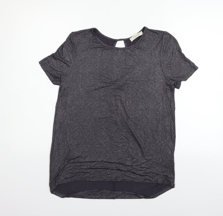 Oasis Womens Grey Houndstooth  Basic T-Shirt Size S