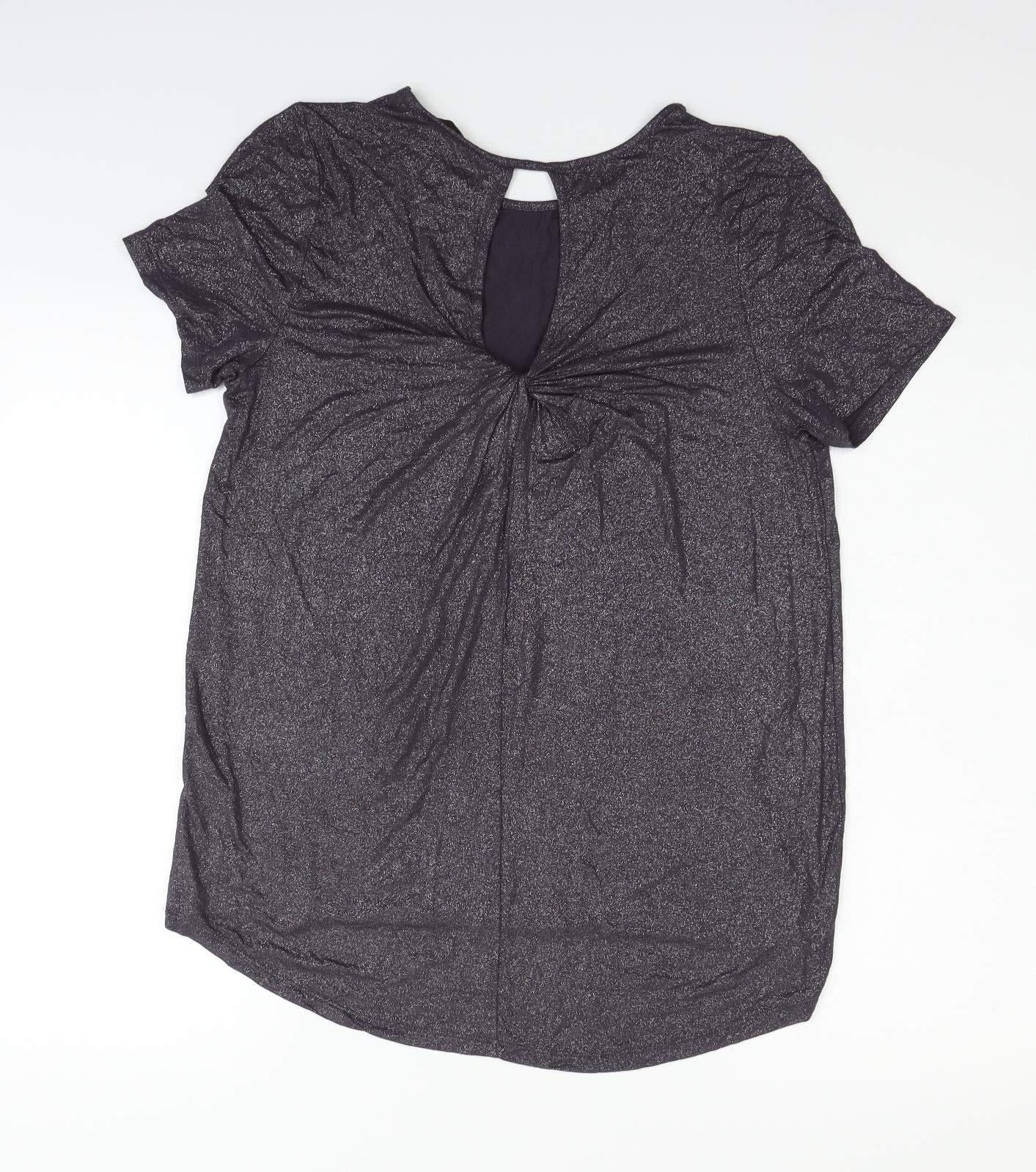 Oasis Womens Grey Houndstooth  Basic T-Shirt Size S