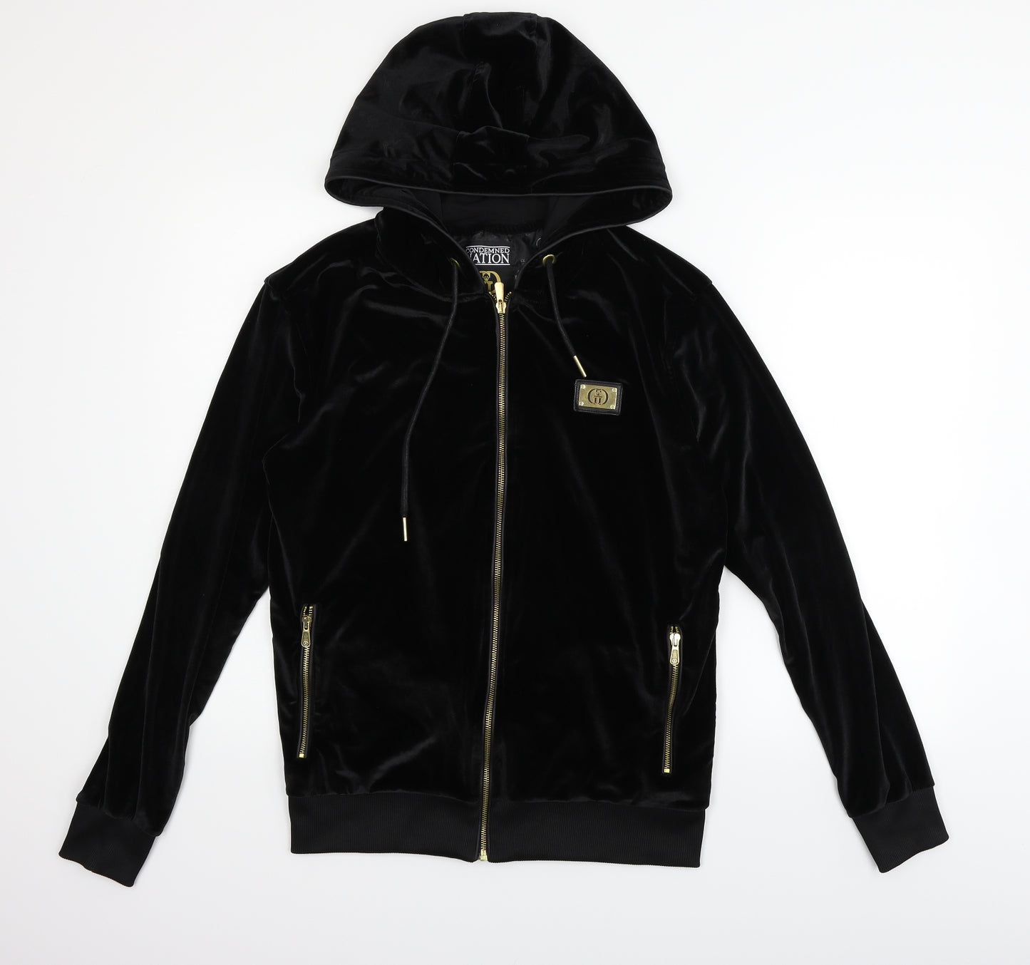 Condemned Nation Mens Black   Full Zip Hoodie Size M