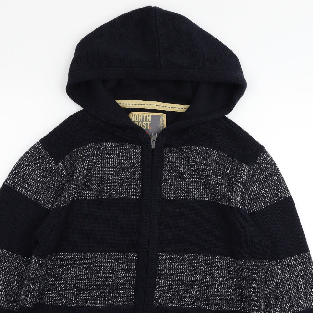 Marks and Spencer Mens Blue Striped  Full Zip Jumper Size S