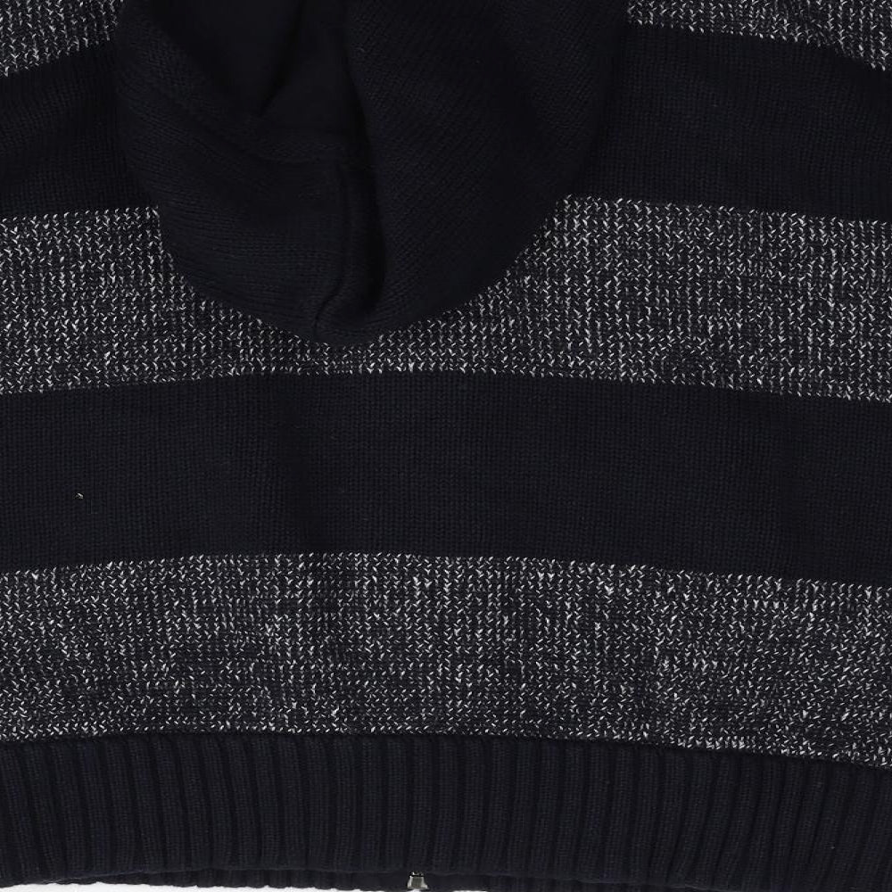 Marks and Spencer Mens Blue Striped  Full Zip Jumper Size S
