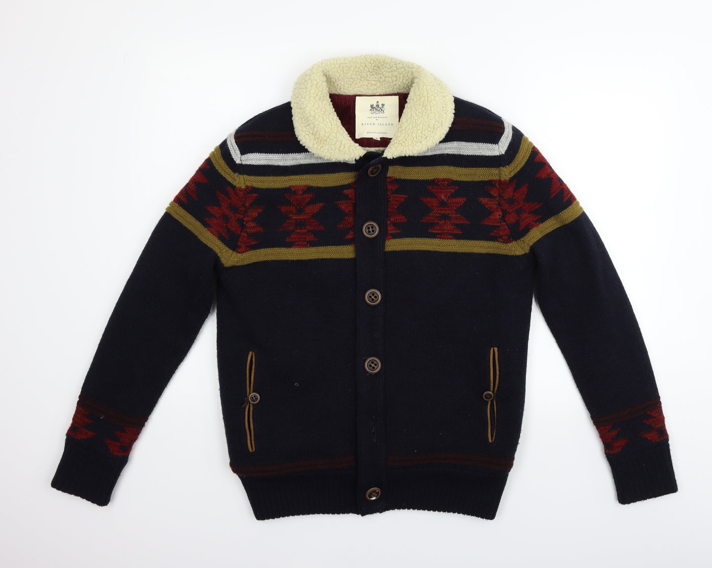 River Island Mens Blue   Cardigan Jumper Size S