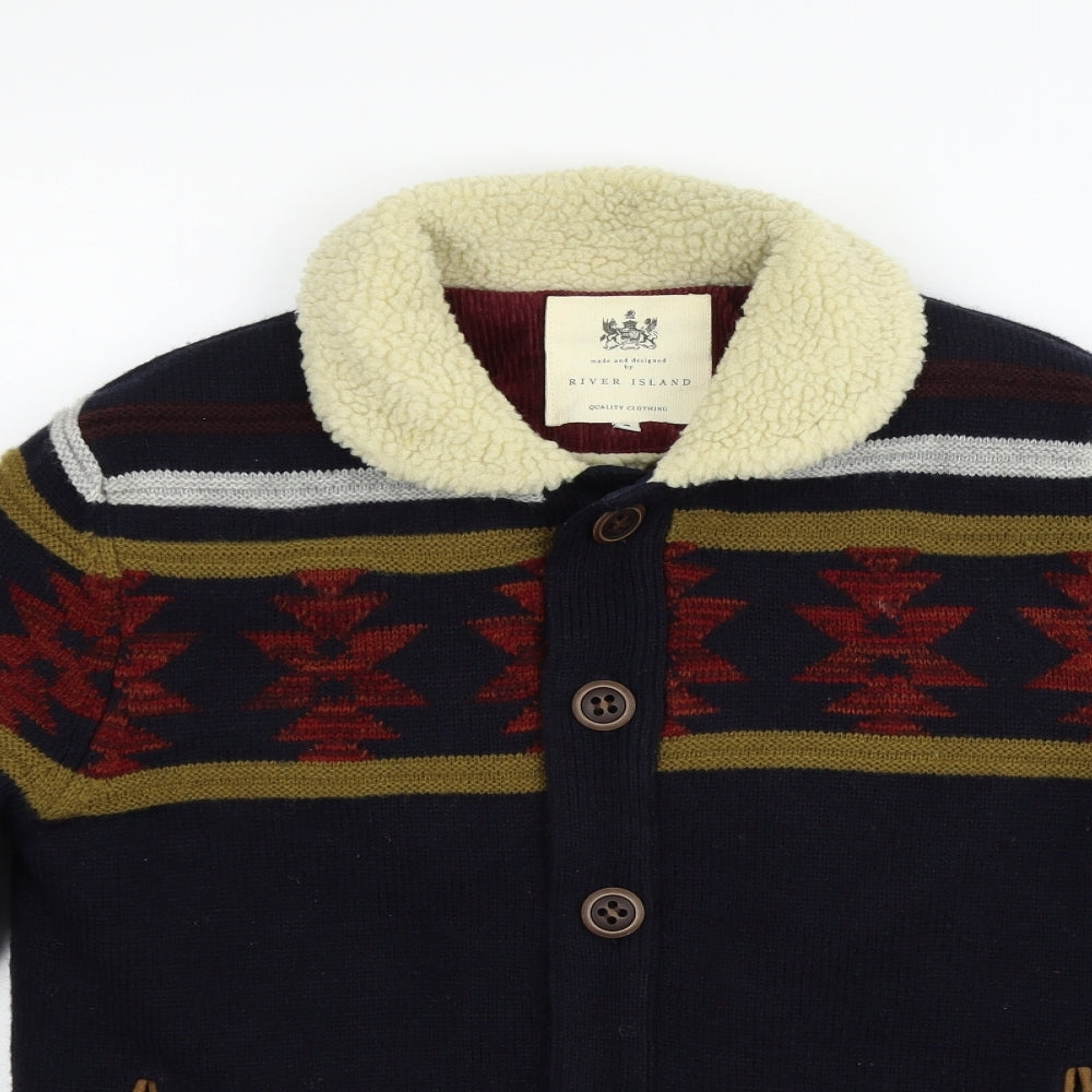 River Island Mens Blue   Cardigan Jumper Size S