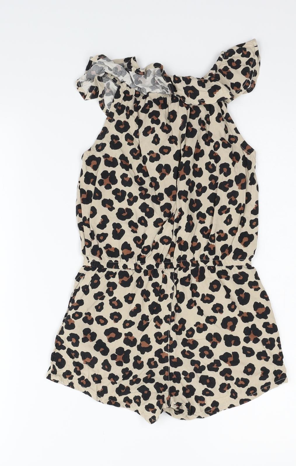 H&M Girls Beige Animal Print  Jumpsuit One-Piece Size 8-9 Years