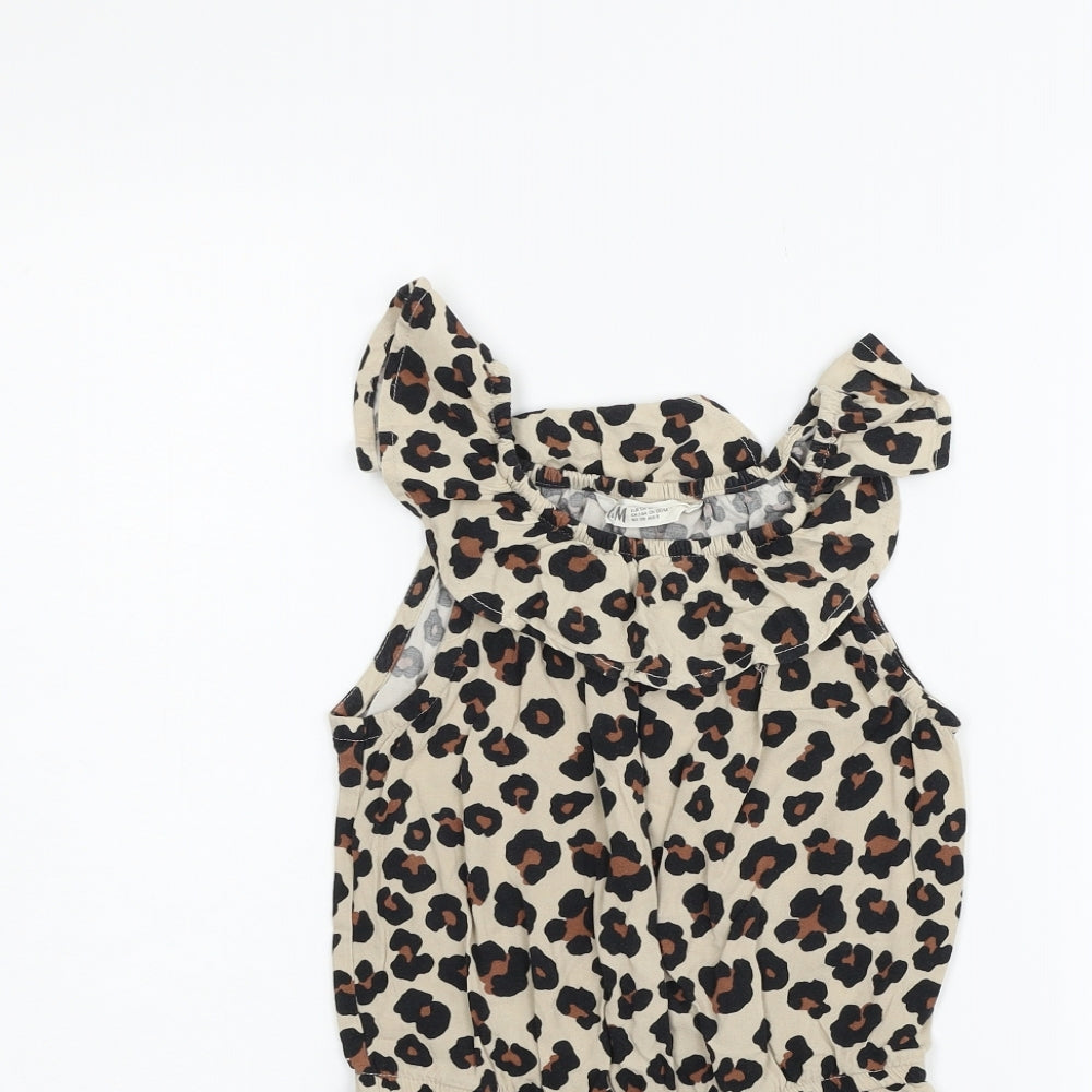 H&M Girls Beige Animal Print  Jumpsuit One-Piece Size 8-9 Years