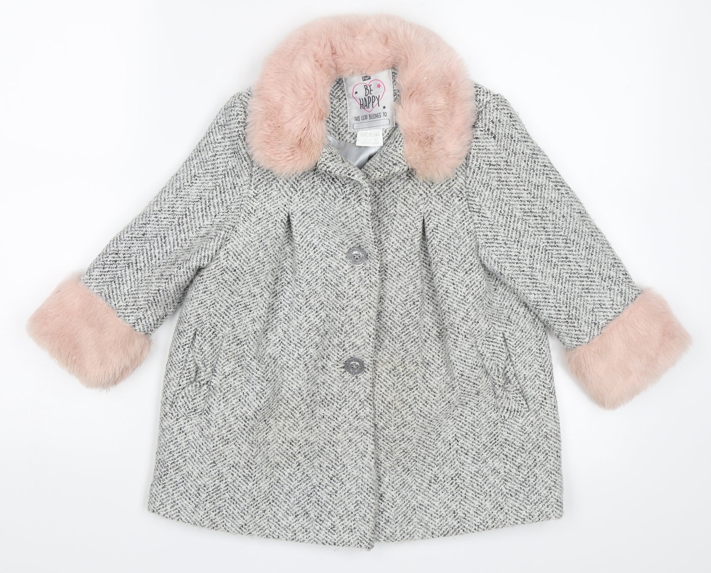 F&F Girls Grey   Overcoat Coat Size 4-5 Years