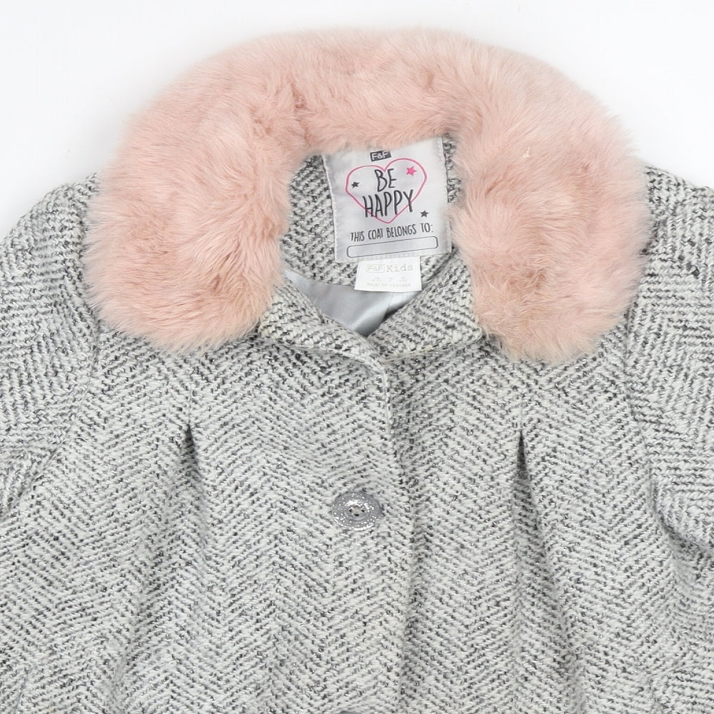 F&F Girls Grey   Overcoat Coat Size 4-5 Years