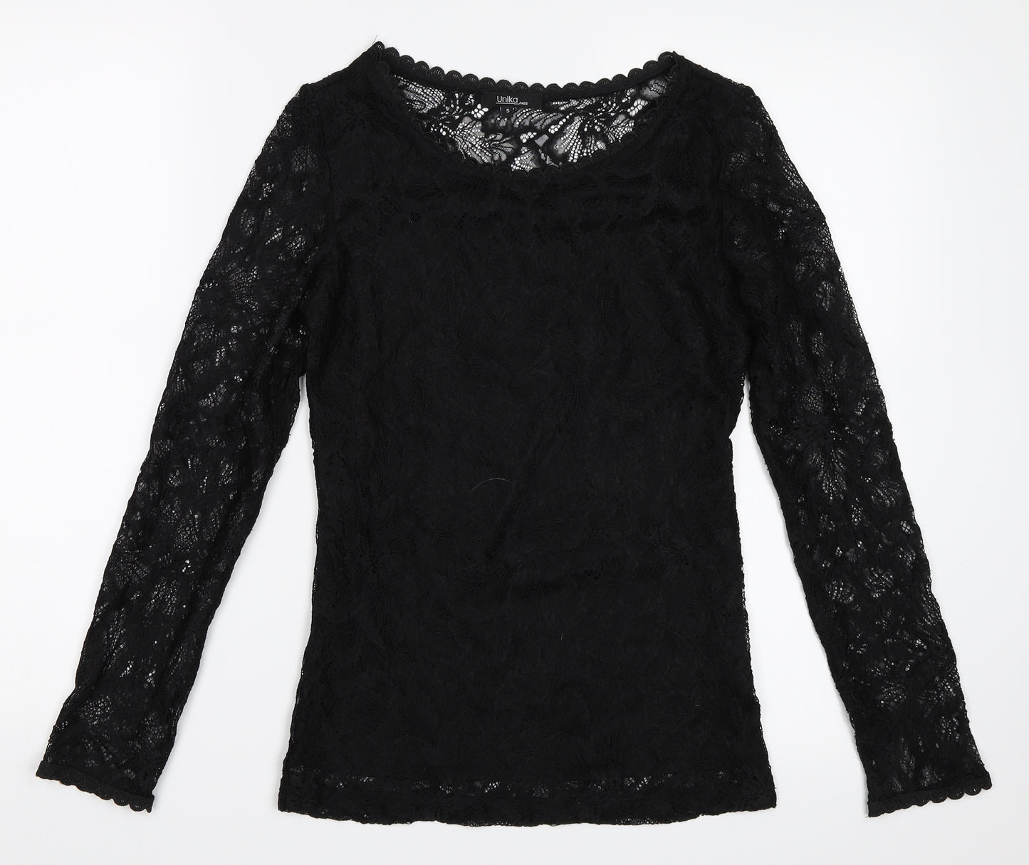 Unikd Paris Womens Black  Lace Basic Blouse Size S