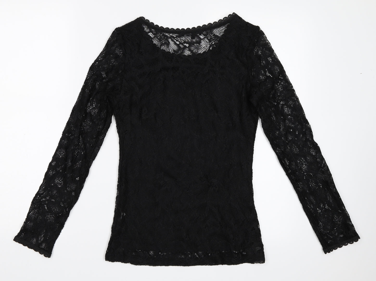 Unikd Paris Womens Black  Lace Basic Blouse Size S