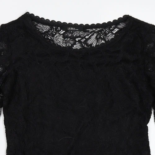 Unikd Paris Womens Black  Lace Basic Blouse Size S