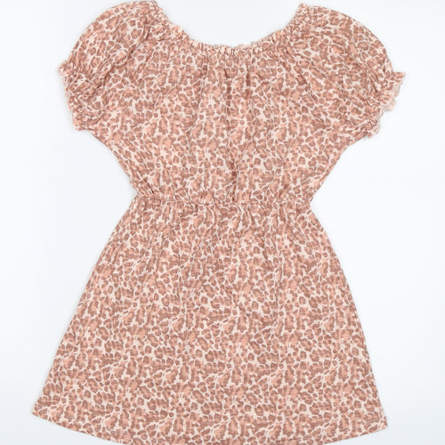 George Girls Pink Animal Print  Skater Dress  Size 6-7 Years