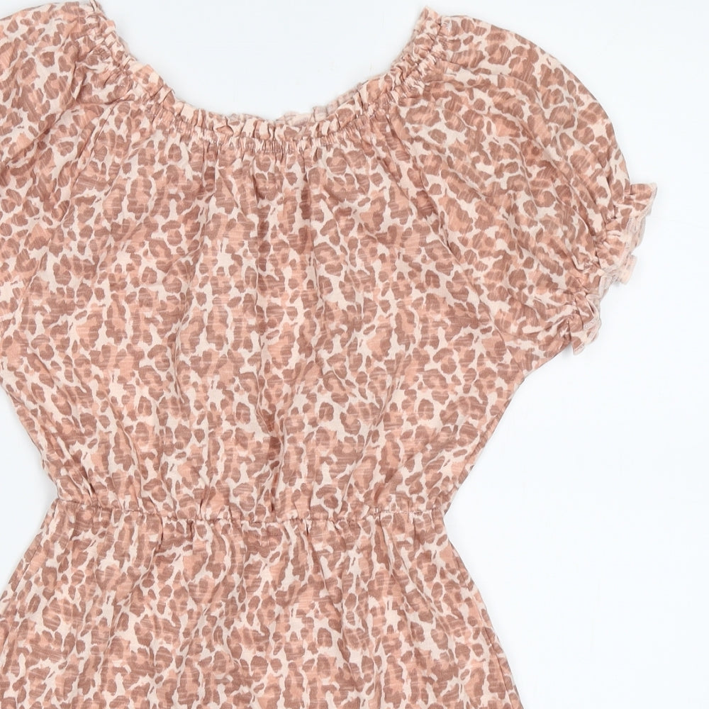 George Girls Pink Animal Print  Skater Dress  Size 6-7 Years
