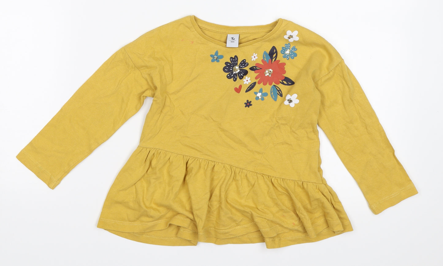 TU Girls Yellow   Basic T-Shirt Size 3-4 Years