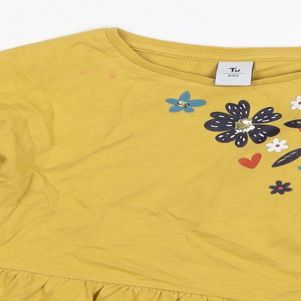 TU Girls Yellow   Basic T-Shirt Size 3-4 Years