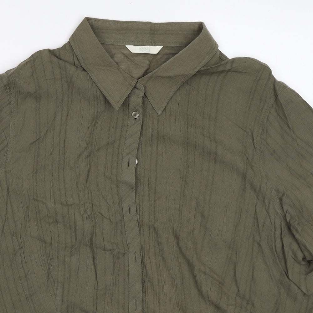 Marks and Spencer Womens Green   Basic Button-Up Size 18