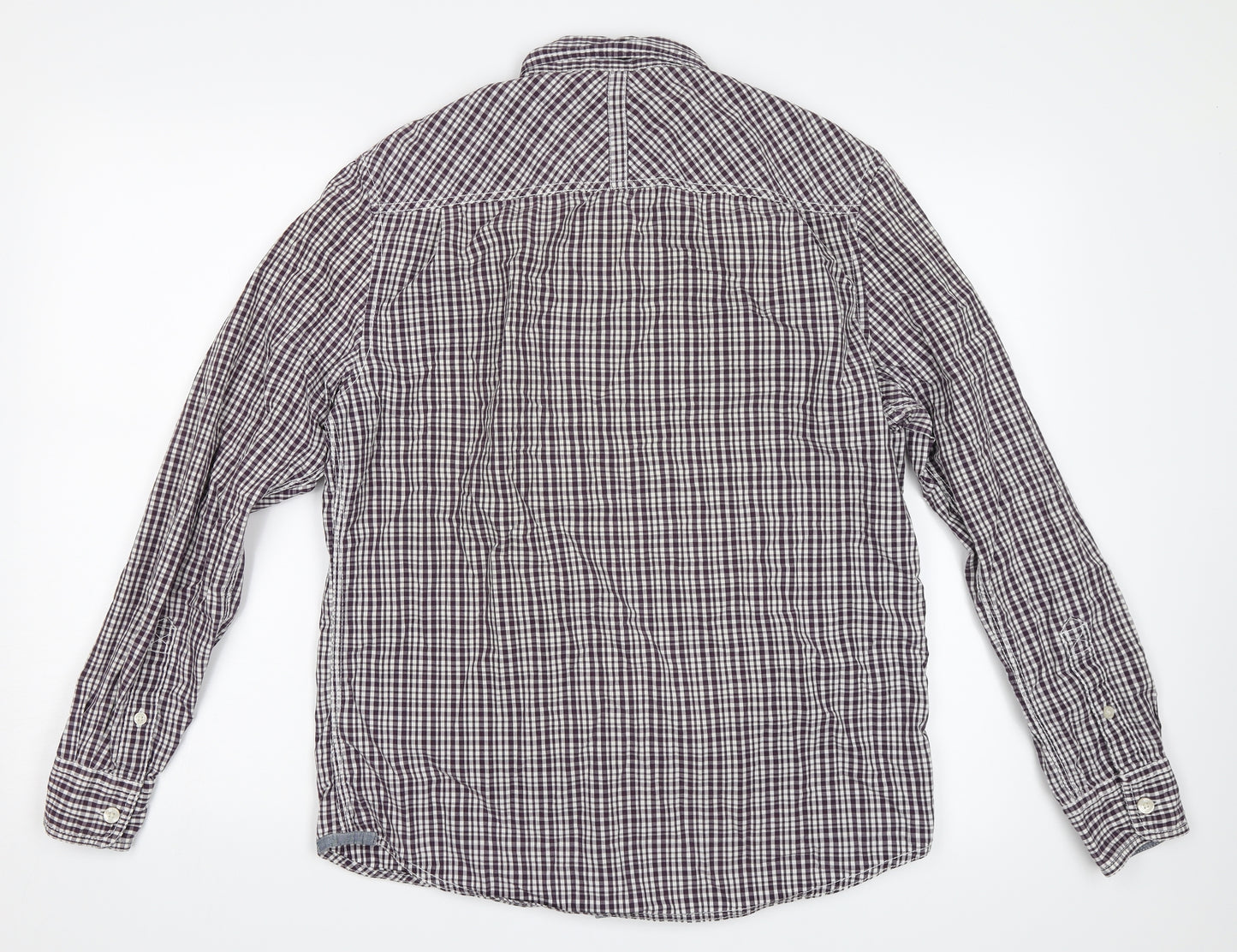 Duffer of St. George Mens Purple Check   Button-Up Size M