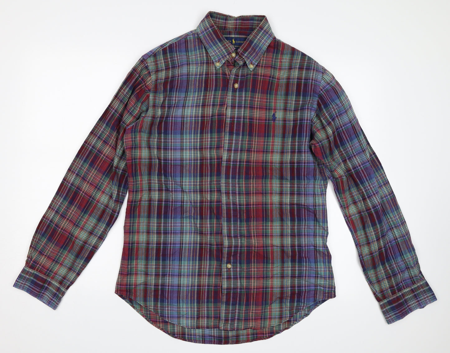 Ralph Lauren Mens Blue Check   Button-Up Size M