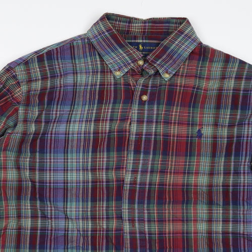 Ralph Lauren Mens Blue Check   Button-Up Size M