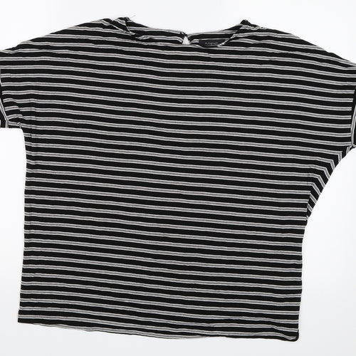 Marks and Spencer Womens Black Striped  Basic T-Shirt Size 14