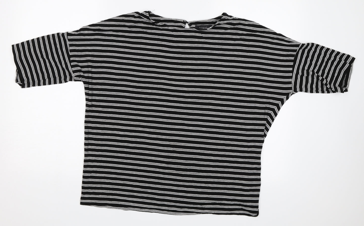 Marks and Spencer Womens Black Striped  Basic T-Shirt Size 14