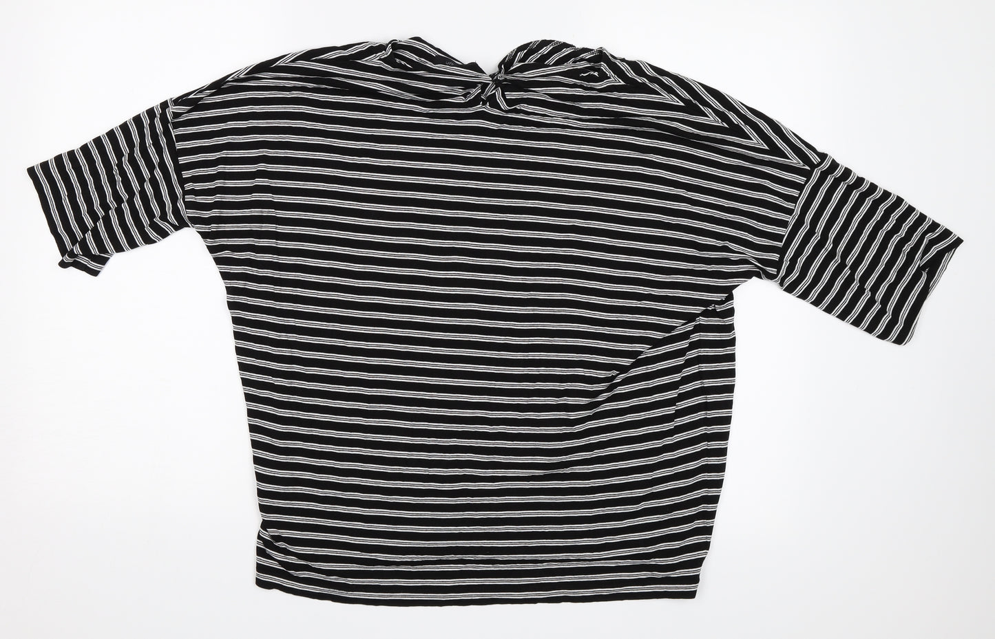 Marks and Spencer Womens Black Striped  Basic T-Shirt Size 14