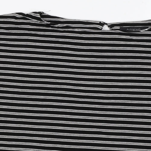 Marks and Spencer Womens Black Striped  Basic T-Shirt Size 14