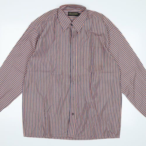Shannon Mens Red Striped   Button-Up Size 2XL