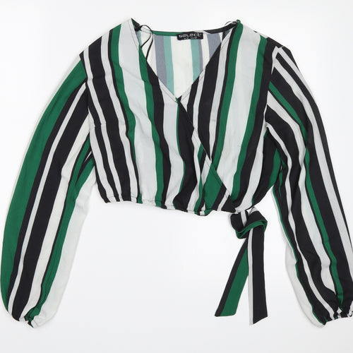 Select Womens Green Striped  Basic Blouse Size 12