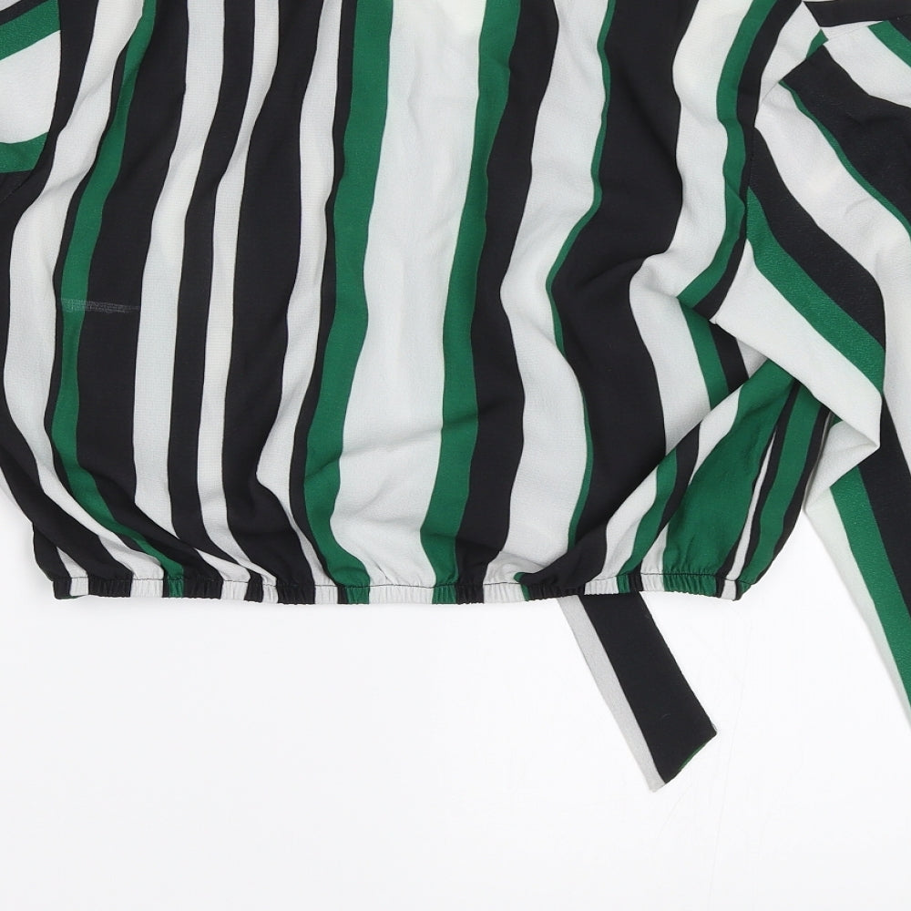 Select Womens Green Striped  Basic Blouse Size 12