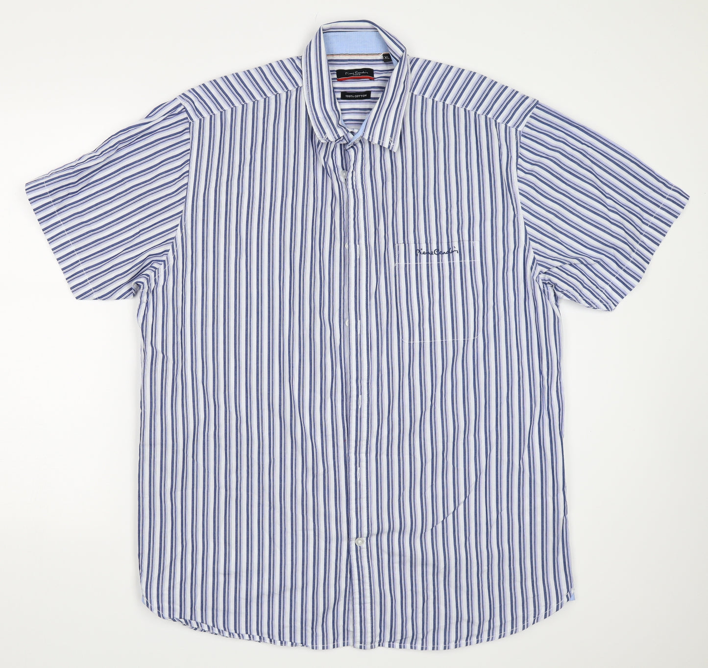 Piere Candin Mens Blue Striped   Button-Up Size XL